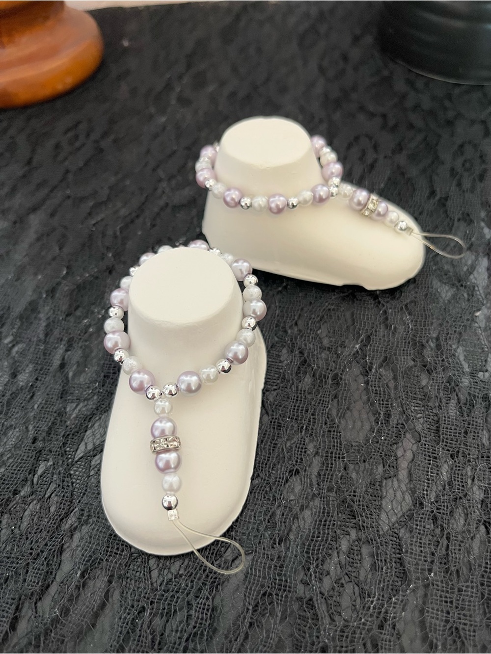 Lavender Pearl Beaded Foot Barefoot Sandal - Set of 2